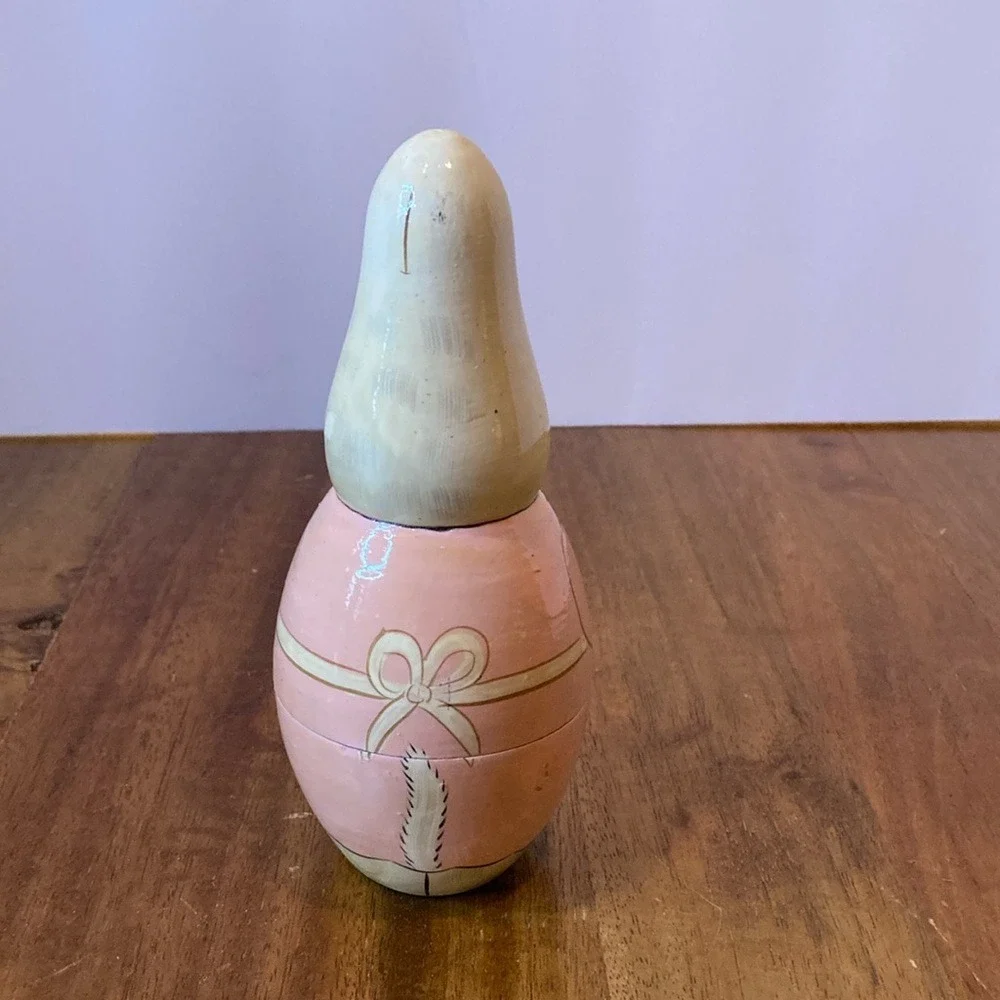 Vintage Matryoshika‎ Nesting Bunny Dolls Set of 4 Easter Pink Cream